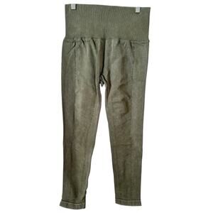 NWT Halara Mineral Green Ribbed High Waisted Tummy Control 7/8 Leggings Large